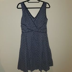 White and blue  polka dot dress
